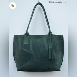 Bubo leather bag tote green carry all lifetime Made in usa large hand made olive